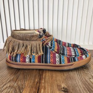 Twisted X Serape Fringe Womens 7.5 M Colorful Striped Ankle Bootie Shoes WCA0021